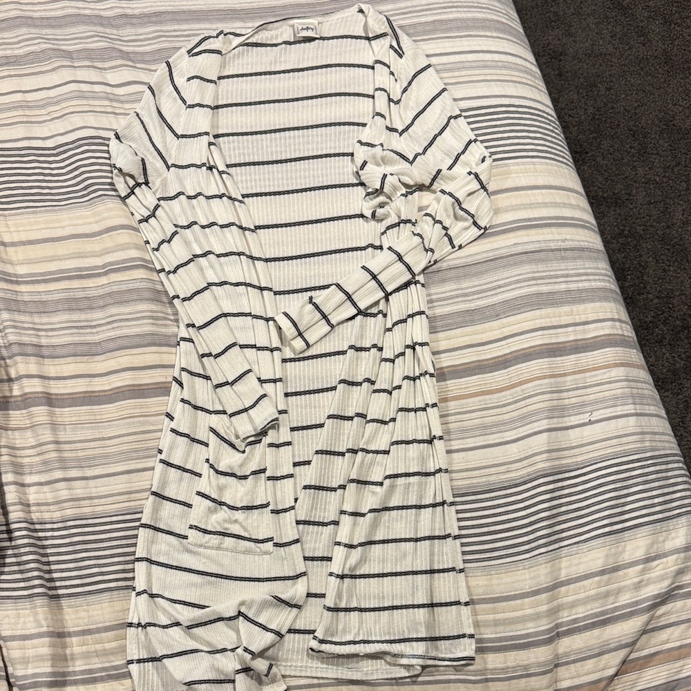 Daytrip Black and White Striped Cardigan